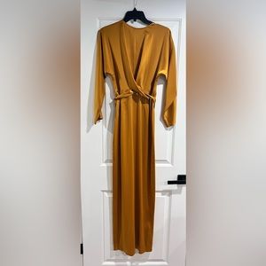 Elegance mustard color satin dress for all occasions